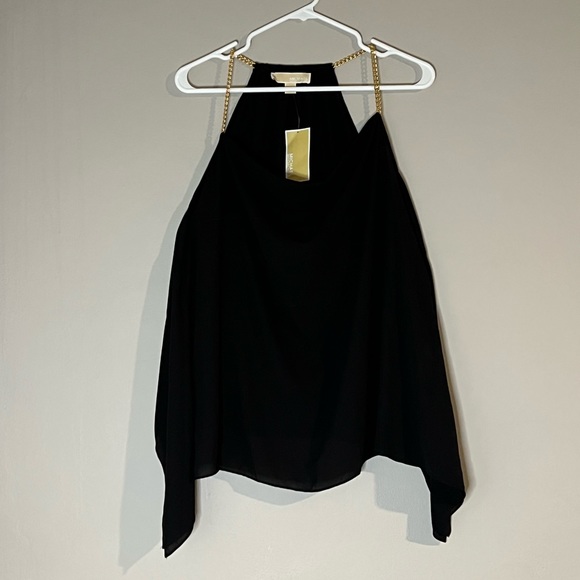 Michael Kors Tops - NWT Women’s Size L Michael Kors Black Blouse with Gold Chain
